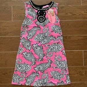 New Havengirl Girls party Dress rhinestone paisley pink black size 14